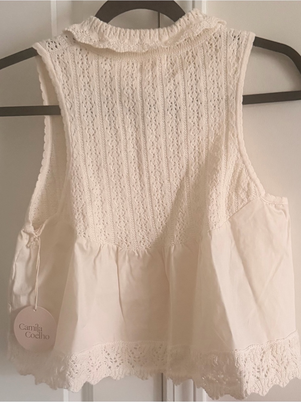 Camila Coelho Cream Crochet Peplum Camisole - Picture 6 of 9